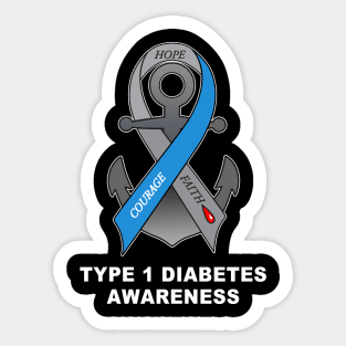 Type 1 Diabetes Ribbon Anchor of Hope Sticker